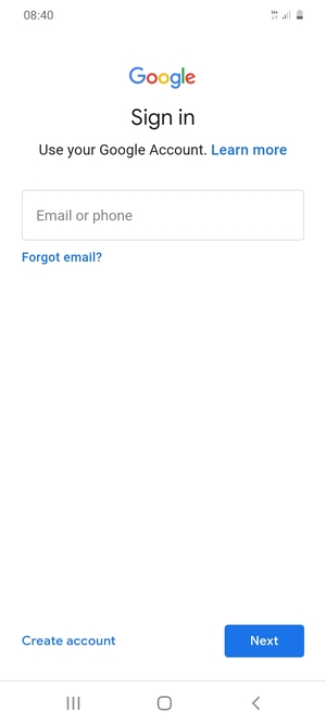 Enter your Gmail  address and select Next