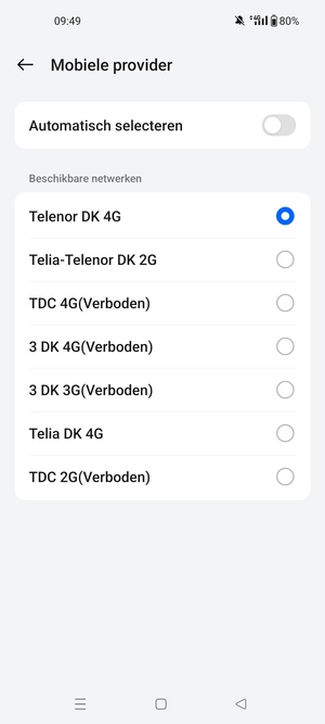 Selecteer een netwerkoperator uit de lijst