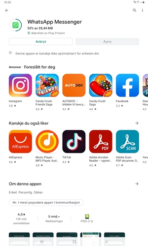 Vent til installasjonen er ferdig
