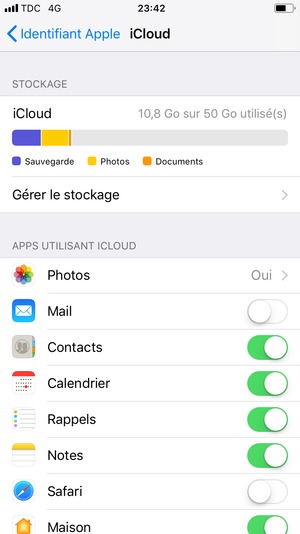 Sélectionnez les services que vous souhaitez sauvegarder