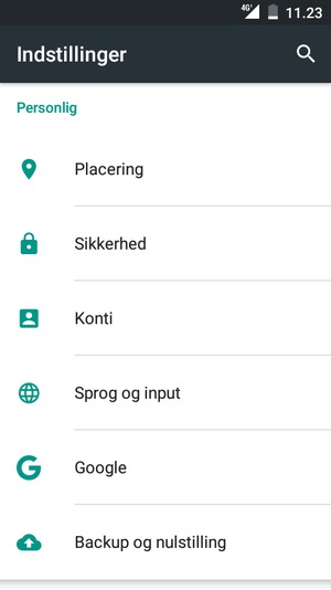 Scroll til og vælg Sikkerhed