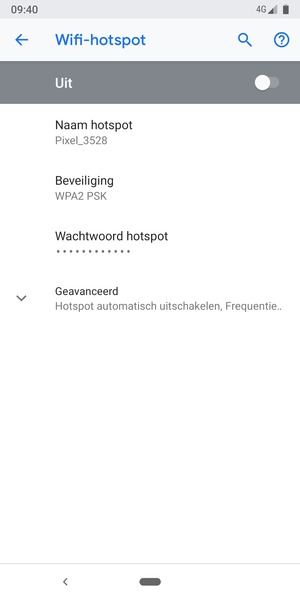 Selecteer Wachtwoord hotspot