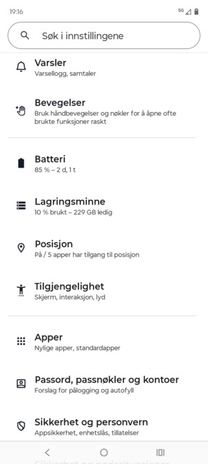 Bla til og velg Posisjon