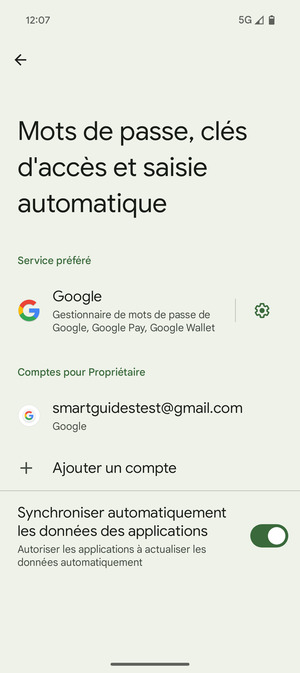 Sélectionnez votre compte Google