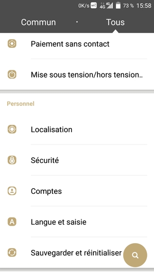 Faites défiler et sélectionnez Comptes