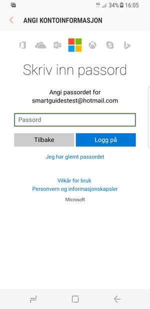 Skriv inn passord og velg Logg på