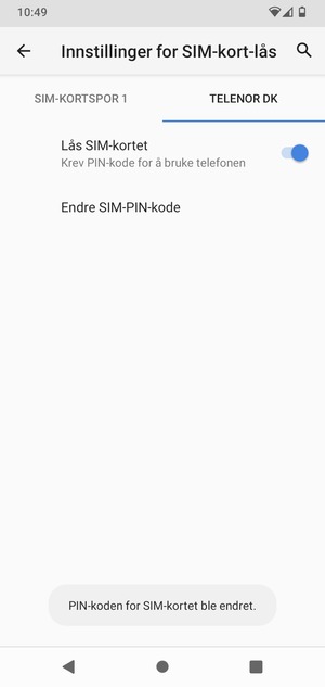 Din PIN-kode for SIM-kort er endret