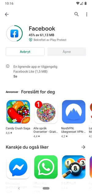 Vent til installasjonen er ferdig