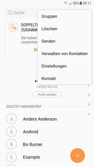 Wählen Sie Verwalten von Kontakten
