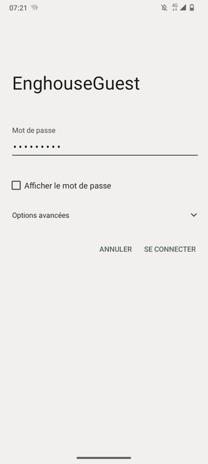 Saisissez le mot de passe du Wi-Fi et sélectionnez SE CONNECTER