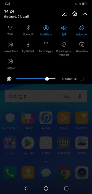 Marker tjekboksen Automatisk