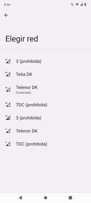 Seleccione un operador de red de la lista