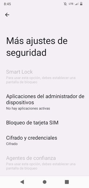 Seleccione Bloqueo de tarjeta SIM