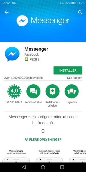 Vælg INSTALLER