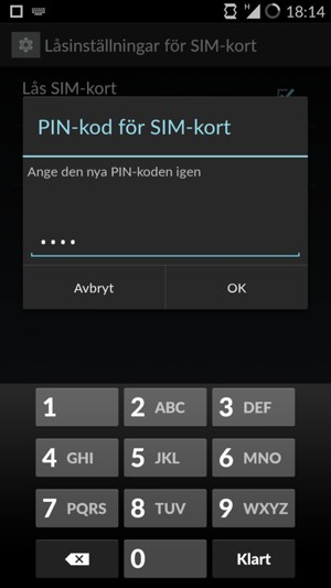 Bekräfta din nya PIN-kod för SIM-kort och välj OK