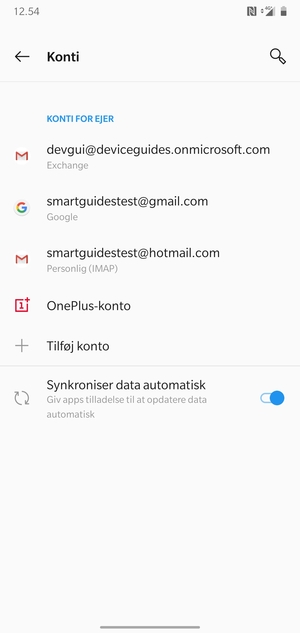 Vælg din Google konto