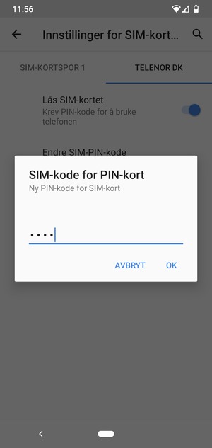 Skriv inn Ny PIN-kode for SIM-kort og velg OK