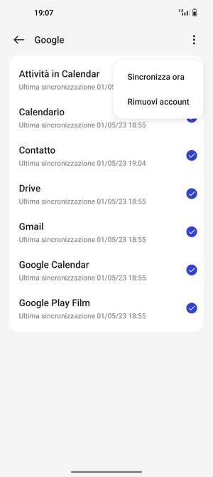 Seleziona Sincronizza ora