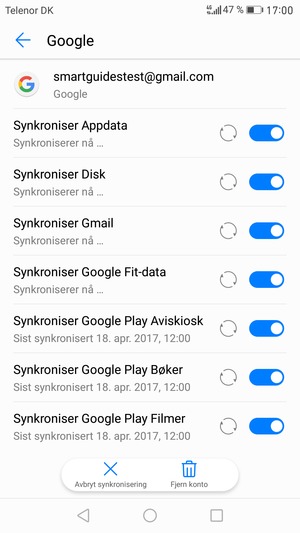 Din informasjon blir synkronisert