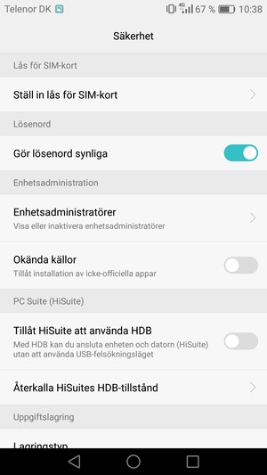 Välj Ställ in lås för SIM-kort