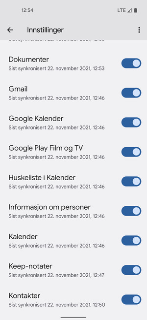 Forsikre deg om at Kontakter er valgt