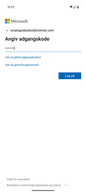 Indtast din adgangskode og vælg Log på