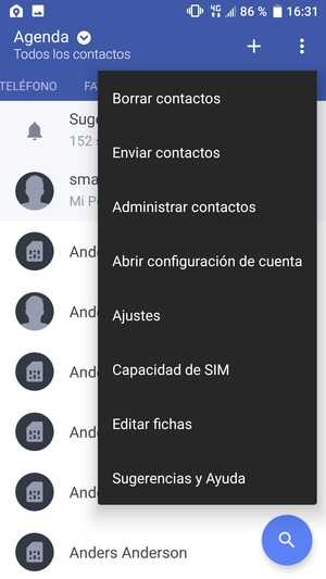 Seleccione Administrar contactos