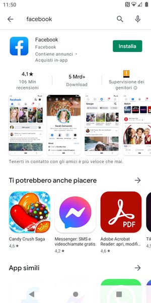 Seleziona l'applicazione