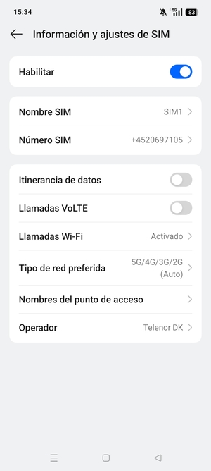 Para cambiar la red en caso de problemas de conectividad, seleccione Operador