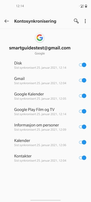 Forsikre deg om at Kontakter er valgt