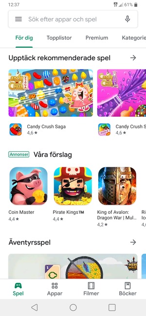 Tryck på sökfältet