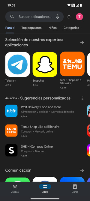 Seleccione la barra de Búsqueda