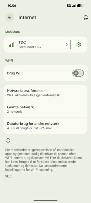 Aktiver Brug Wi-Fi