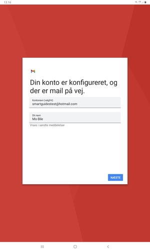 Giv din konto et navn og indtast dit navn. Vælg NÆSTE