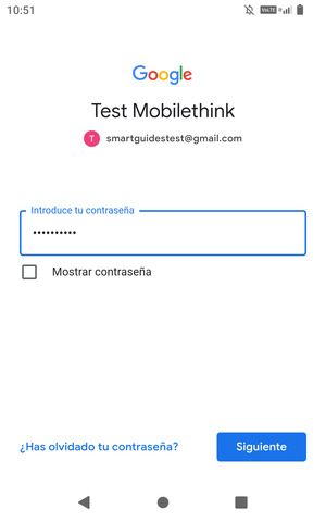 Introduzca su Contraseña y seleccione Siguente