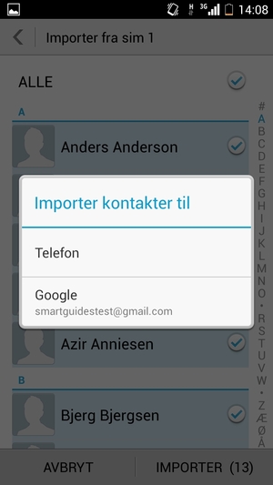 Velg din Google-konto
