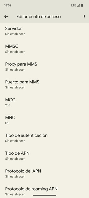 Desplácese hacia abajo e introduzca la información MMS
