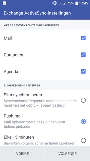 Selecteer VOLGENDE