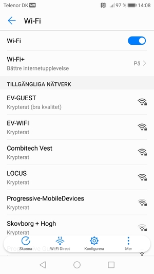 Tryck på det trådlösa nätverket som du vill ansluta till