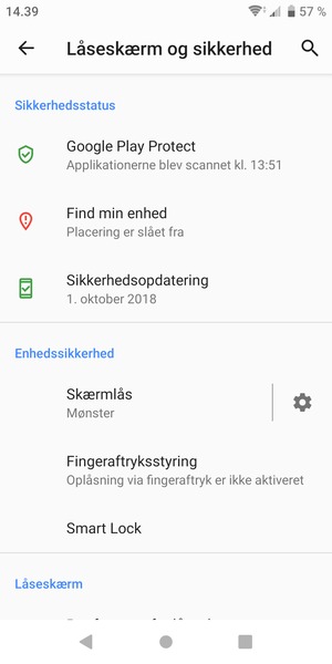 Din telefon er nu sikret med en skærmlås