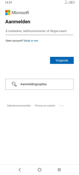 Voer uw Hotmail adres in en selecteer Volgende