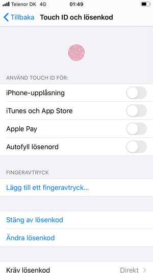 Välj Ändra lösenkod