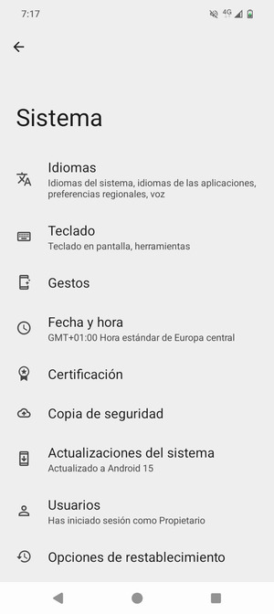 Seleccione Actualizaciónes del sistema