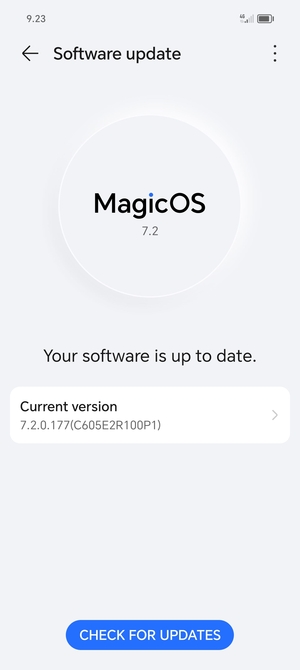 If your phone is up to date, you will see the following screen