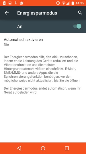 Schalten Sie Energiesparmodus ein