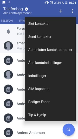 Vælg Administrer kontaktpersoner