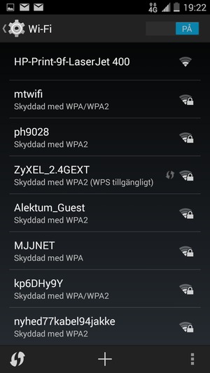 Tryck på det trådlösa nätverket som du vill ansluta till