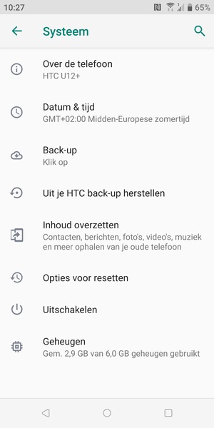 Selecteer Over de telefoon