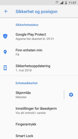 Telefonen din er nå sikret med en skjermlås