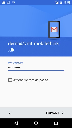 Saisissez votre mot de passe et sélectionnez SUIVANT